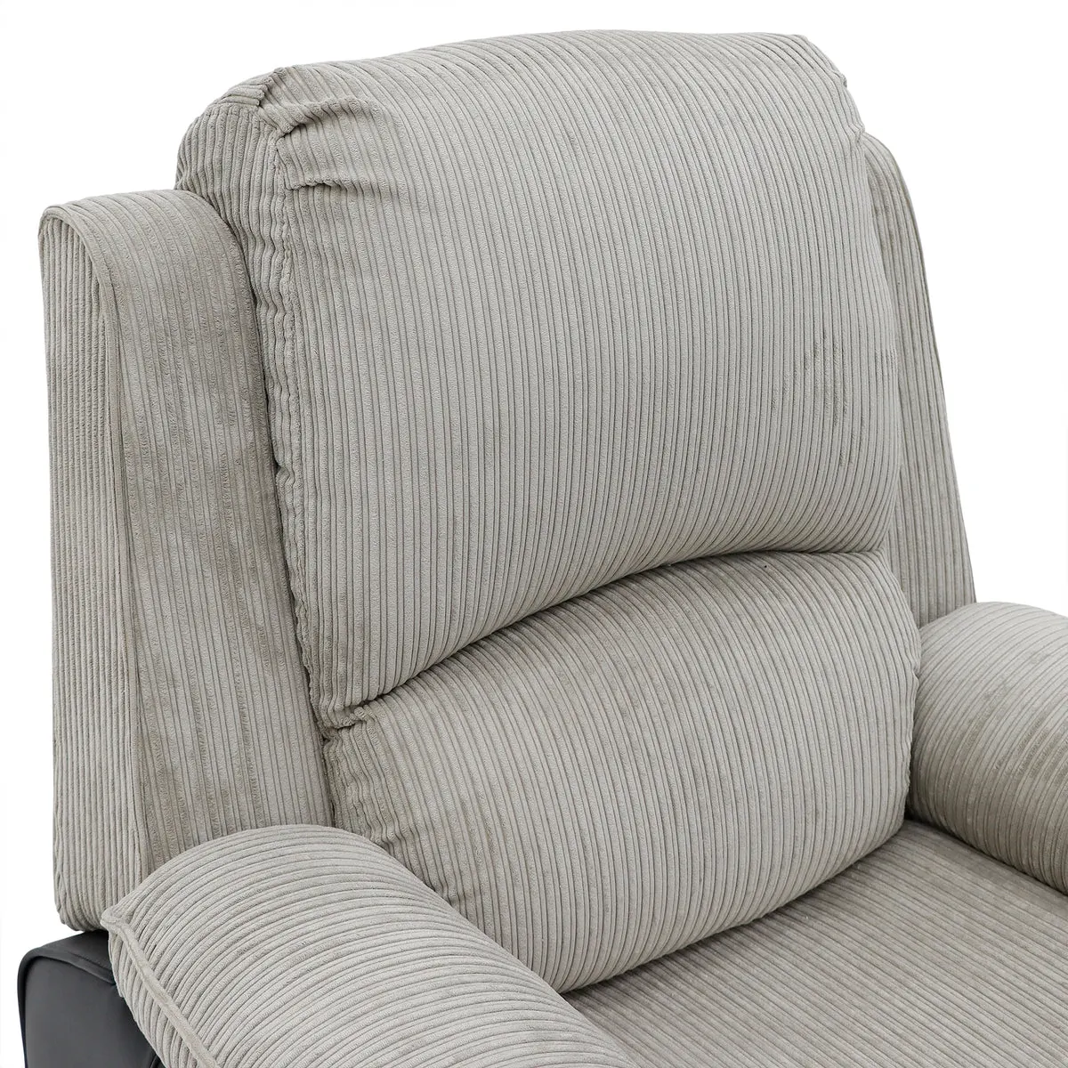 Bloomsbury Riser Recliner with Heat and Massage - Grey Corduroy Fabric / Black Air Leather thumbnail 8