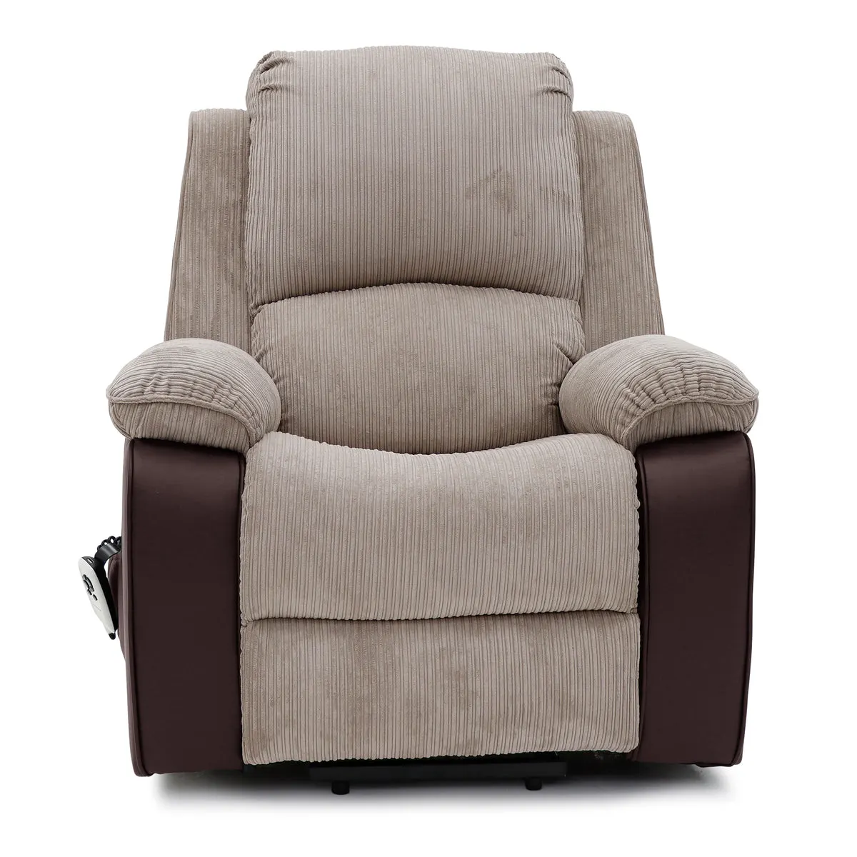 Bloomsbury Riser Recliner with Heat and Massage - Light Brown Corduroy Fabric / Brown Air Leather thumbnail 3