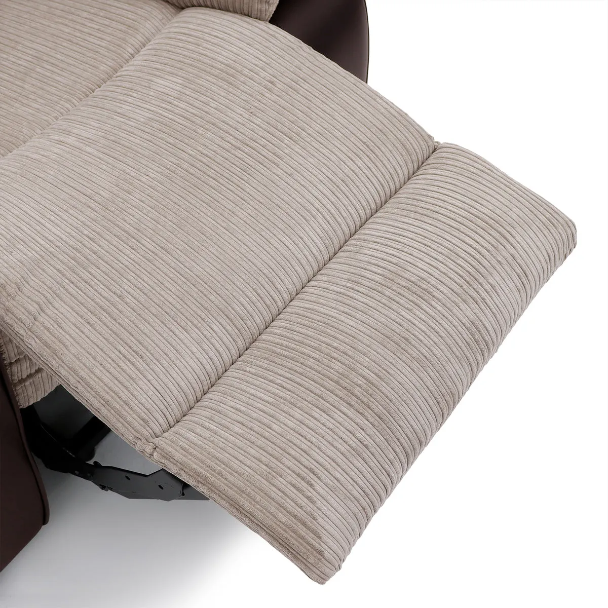 Bloomsbury Riser Recliner with Heat and Massage - Light Brown Corduroy Fabric / Brown Air Leather thumbnail 7