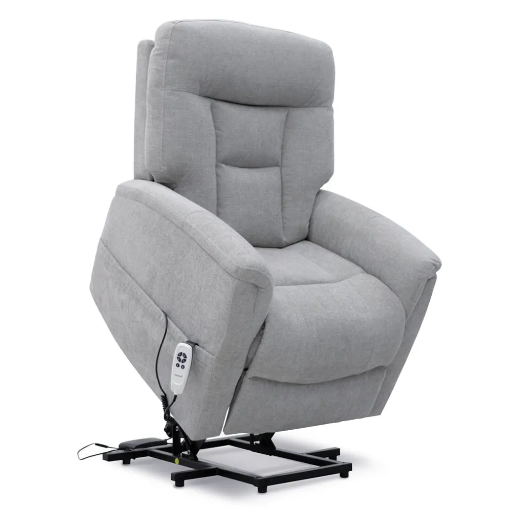 Corinthia Riser Recliner with Heat and Massage - Light Grey Chenille Fabric thumbnail 2