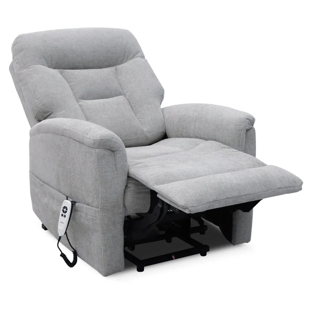 Corinthia Riser Recliner with Heat and Massage - Light Grey Chenille Fabric thumbnail 3
