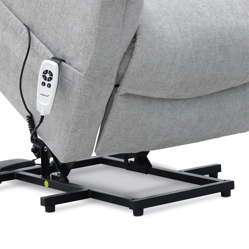 Corinthia Riser Recliner with Heat and Massage - Light Grey Chenille Fabric thumbnail 5