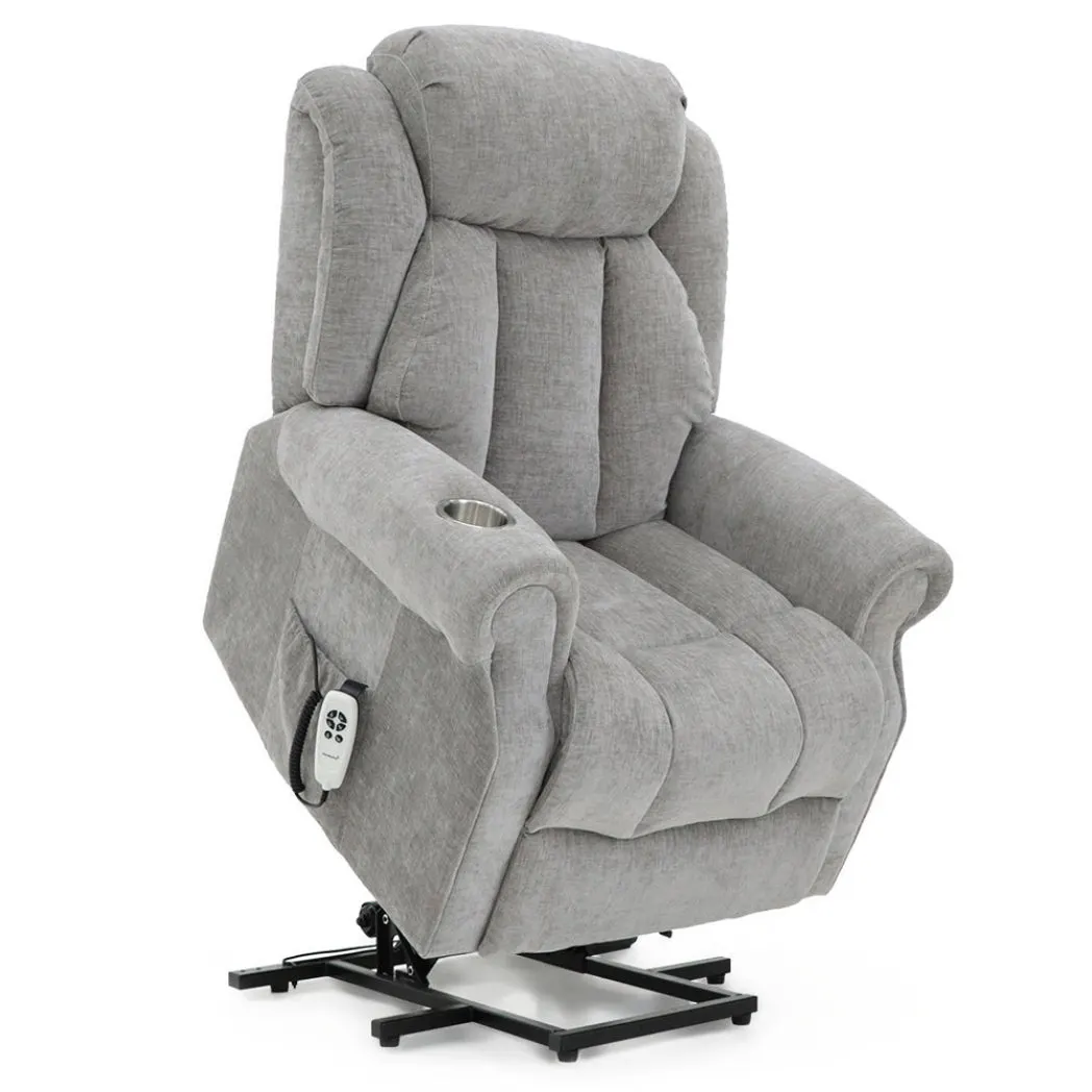 Langham Riser Recliner with Heat and Massage - Grey Chenille Fabric thumbnail 2
